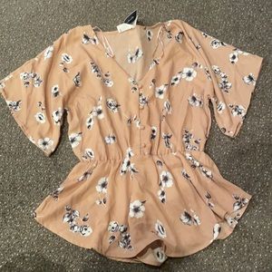 mauve pink floral peplum top